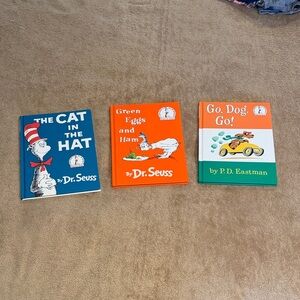 3 Dr Seuss Books - The Cat in the Hat, Green Eggs and Ham, Go, Dog. Go!